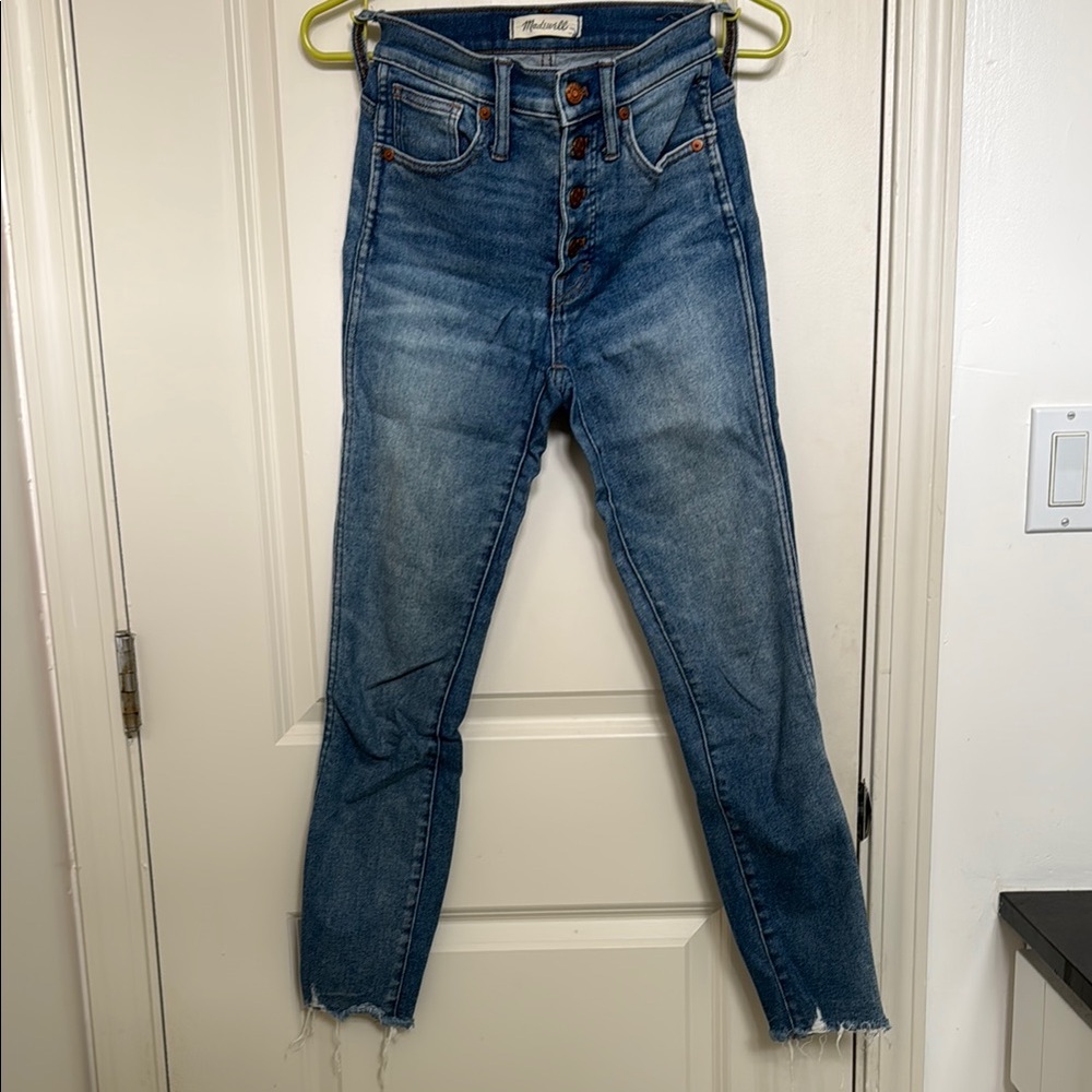 Madewell High Rise Blue Jeans with Raw Hem